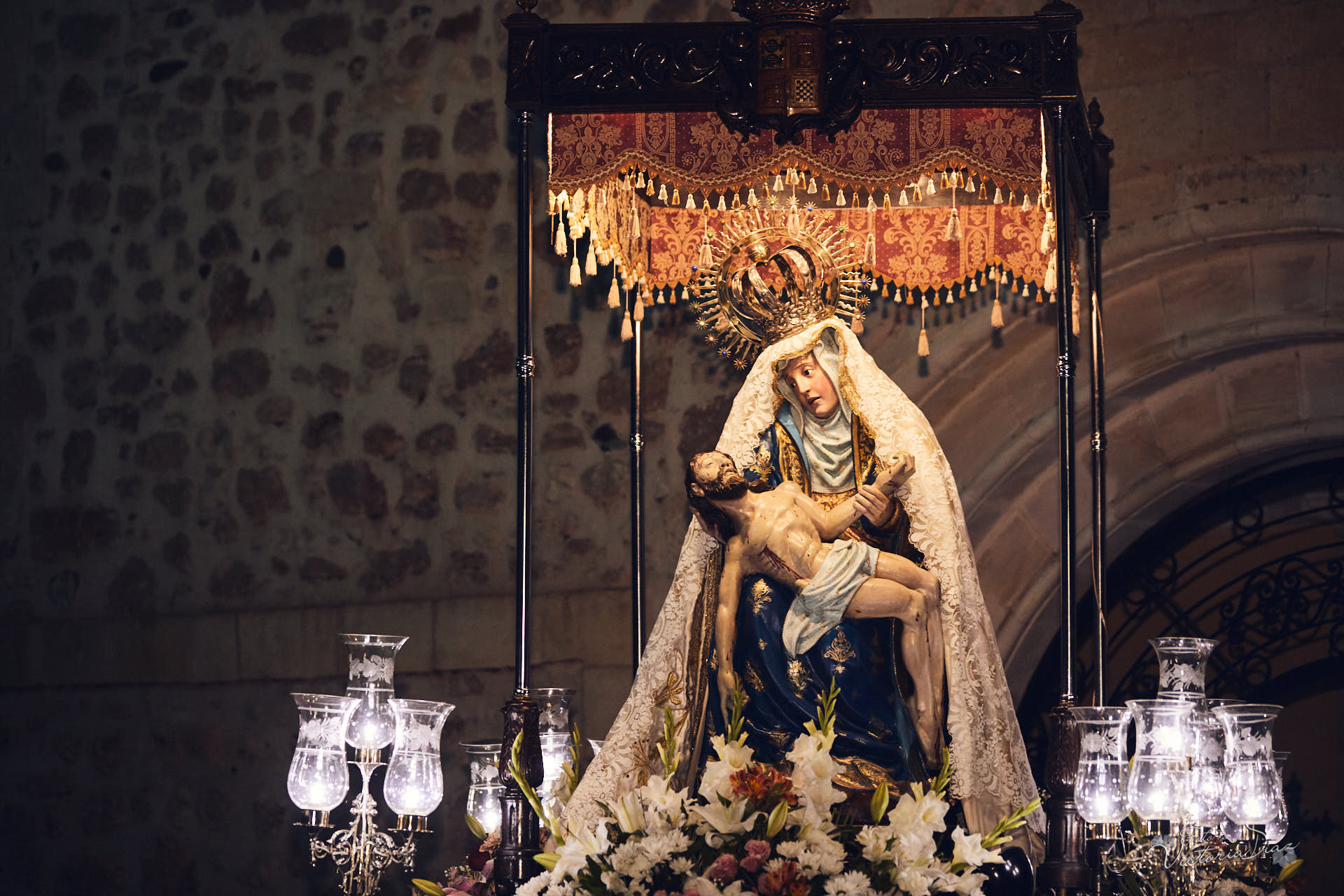 Imagen de la Virgen de la Piedad durante las celebraciones patronales